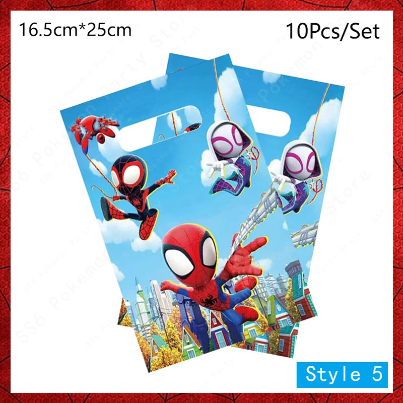 Spiderman Birthday Party Decorations Disposable Tableware Plate Cup Napkins Bags Spidey Party Birthday Decoration Supplies Set