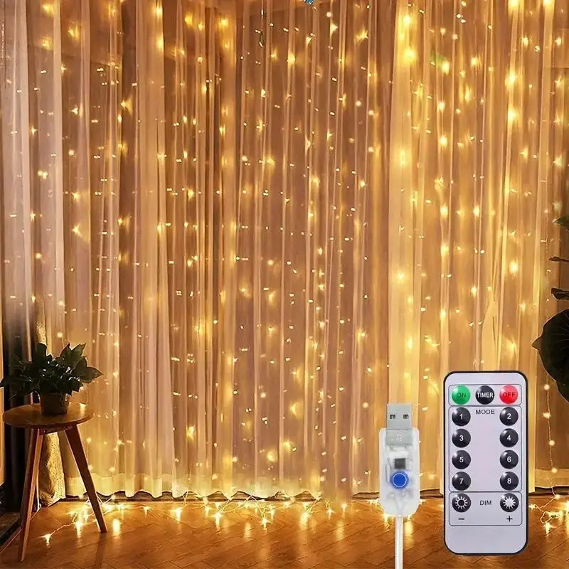 USB String Lights Holiday Wedding Fairy Light Garland Lights for Bedroom 3/4/6M Remote Control Curtain LED Christmas Decoration