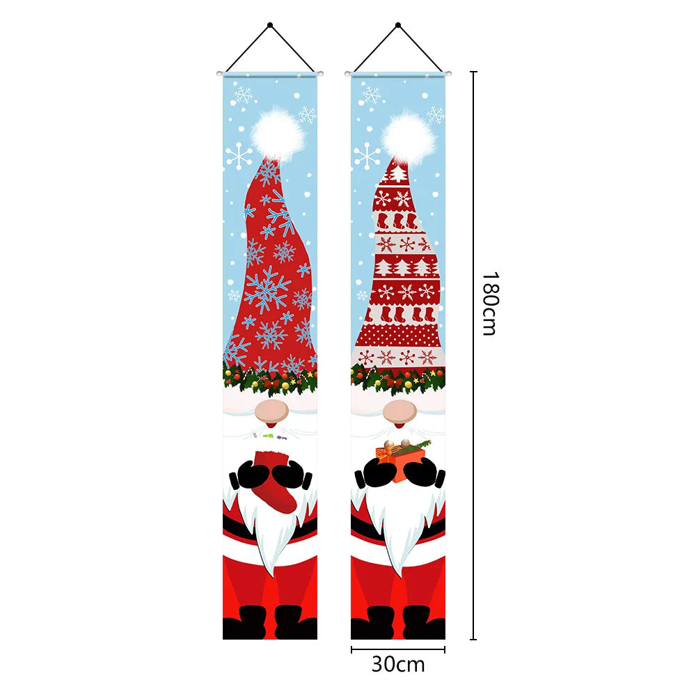 Santa Claus Merry Christmas Decoration Home Door Banner for Home 2024 Cristmas Ornament Navidad Gift 2025 New Year Photo Props