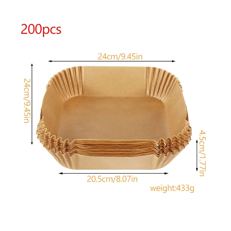 Air Fryer Special Paper 100/200Pcs Oil-Absorbing Food Pad for Air Fryer Oil-proof Disposable Baking Paper AirFryer Accessories