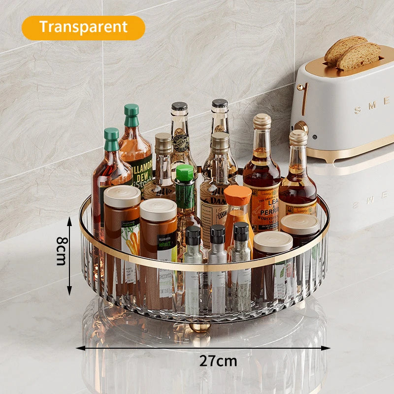 1/2 Layers Rotating Perfume Organizer For Dresser Light Luxury Skincare Cosmetic Organizer PET Bathroom Storage Tray