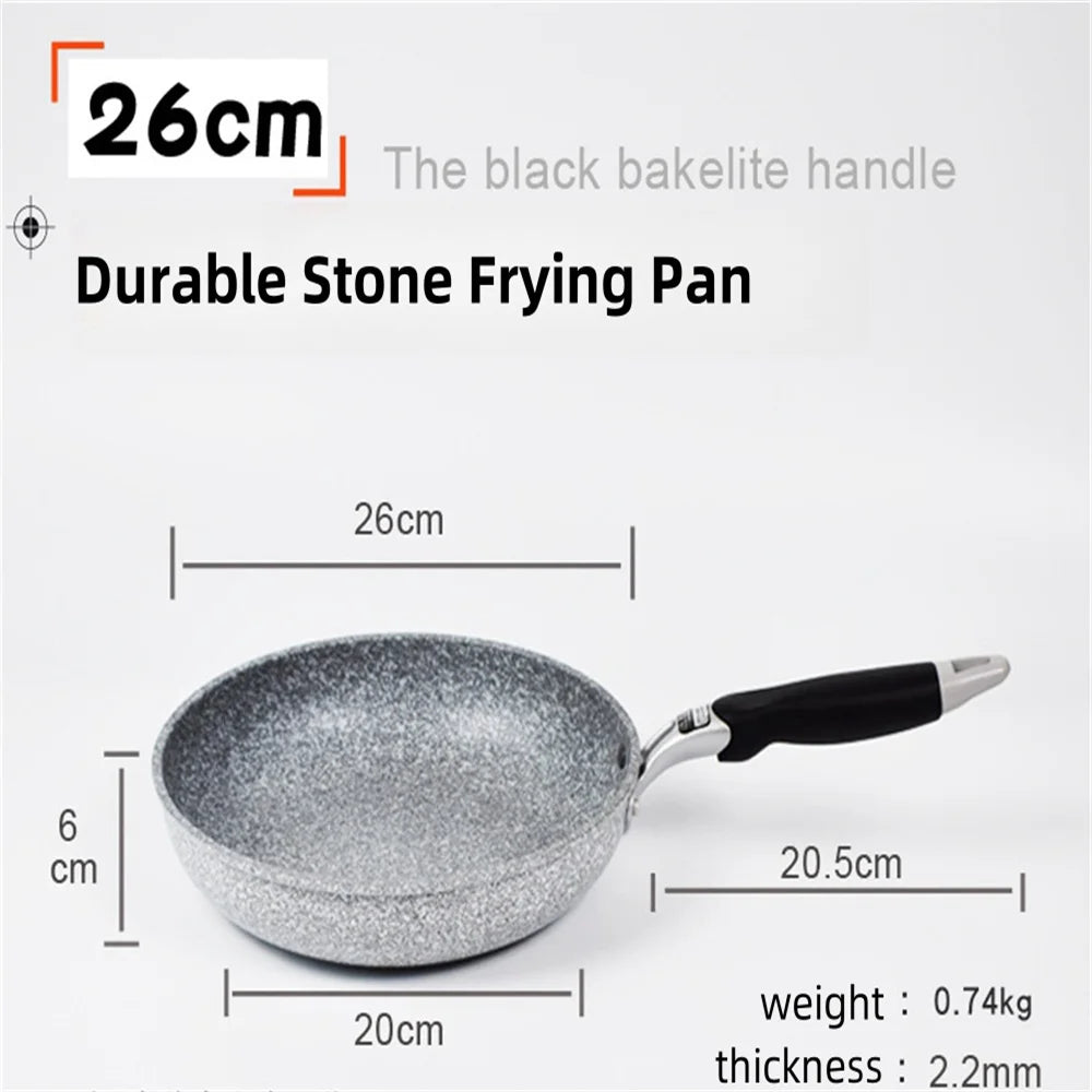 Durable Stone Frying Wok Pan Non-stick Ceramic Pot Induction Fryer Steak Cooking Gas Stove Skillet Cookware Tool for Kitchen Set