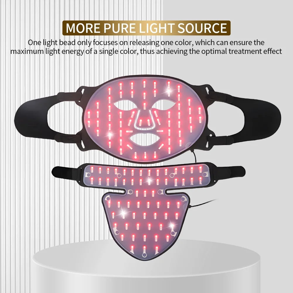 Silicone LED Mask Face With Neck 4 Colors LED Light Photon Infrared Therapy Flexible Facial Mask Repair Skin Brighten Skin Tone