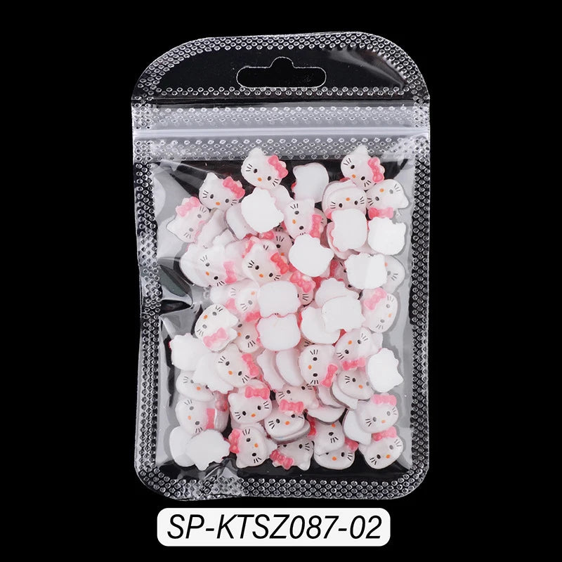 70PCS/50PCS Sanrio Hello Kitty Kawaii Cartoon Kuromi Nail Art Charms Kit 3D Nail Rhinestone Gems for Manicure Nails Art Deco Y2K