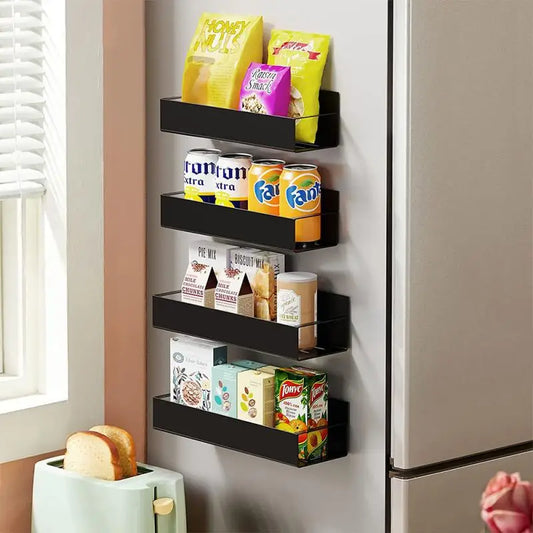 Magnetic Fridge Shelf Spice Storage Rack Space Saving for Cabinet On The Side of Refrigerator Household Kitchen Organizer Shelf