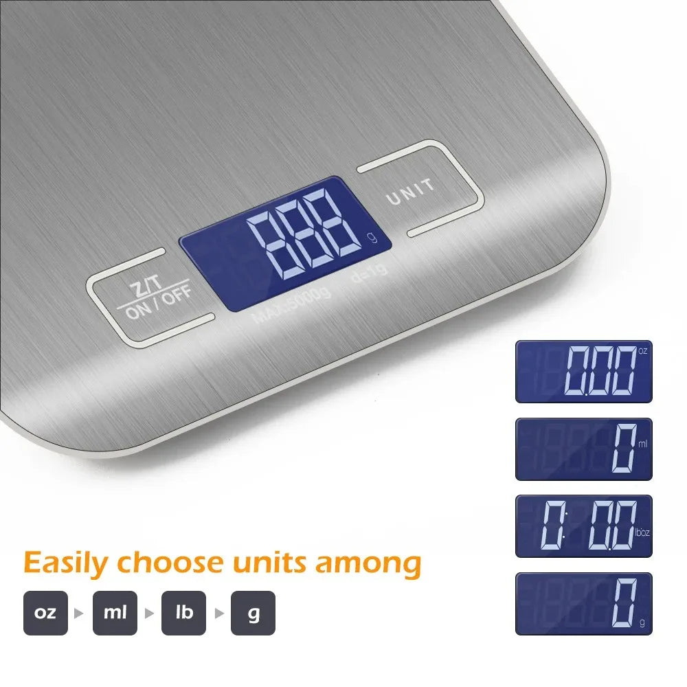 Digital Kitchen Scales 10kg/1g Stainless Steel LCD Electronic Food Diet Postal Balance Measure Tools Weight Libra