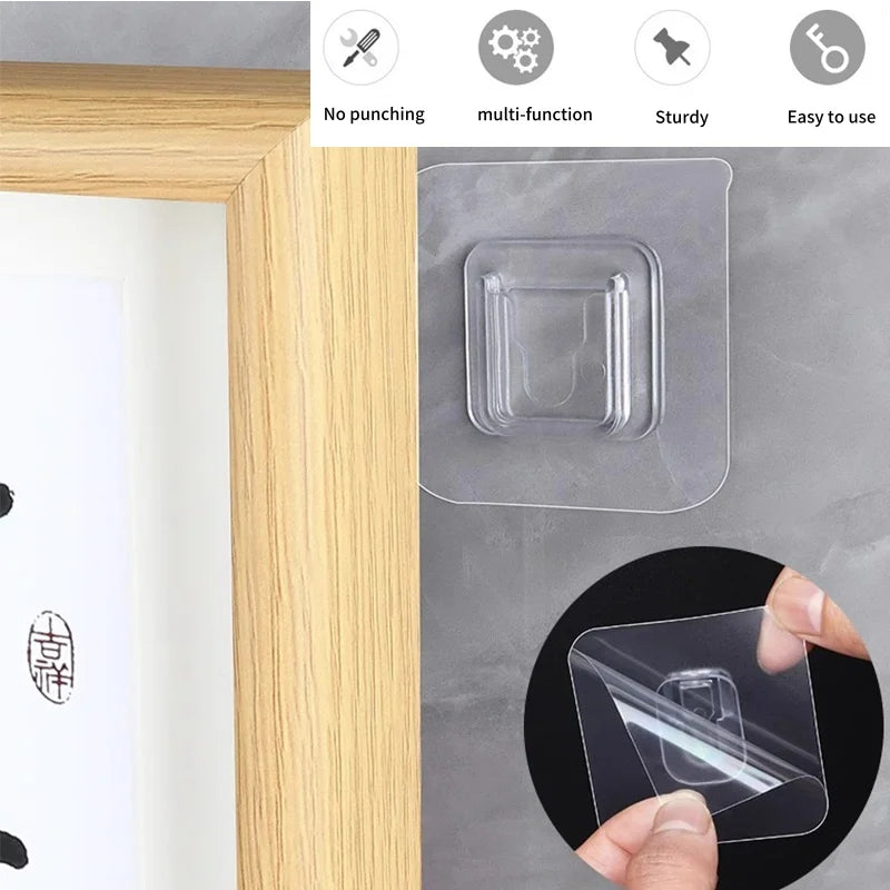 Double-Sided Adhesive Wall Hooks Multi-Purpose Transparent Hooks Waterproof Clothes Hats Towel Hooks Kitchen Bathroom Door Hook