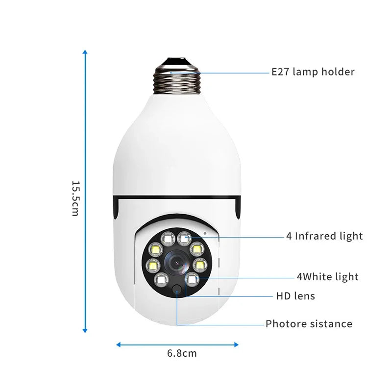 WiFi IP Camera E27 Bulb Cam 3MP Wireless Baby Monitor AI Tracking Security Video Surveillance Pet Cam SmartLife Indoor