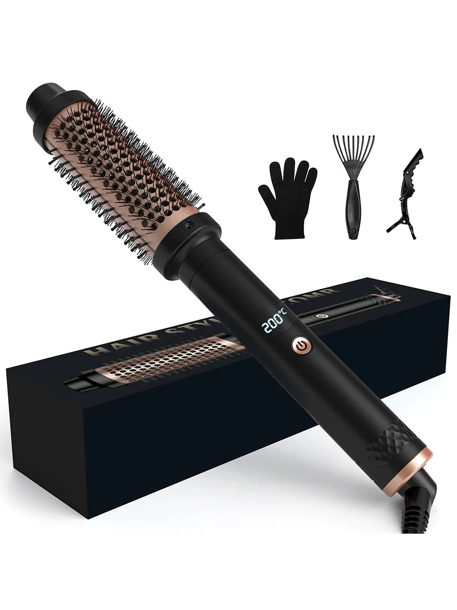 Heated Curling Iron Brush Thermal Brush 32mm Round Brush Ceramic Hair Curler Roller Volumizing Brush 400°F Styling Tools