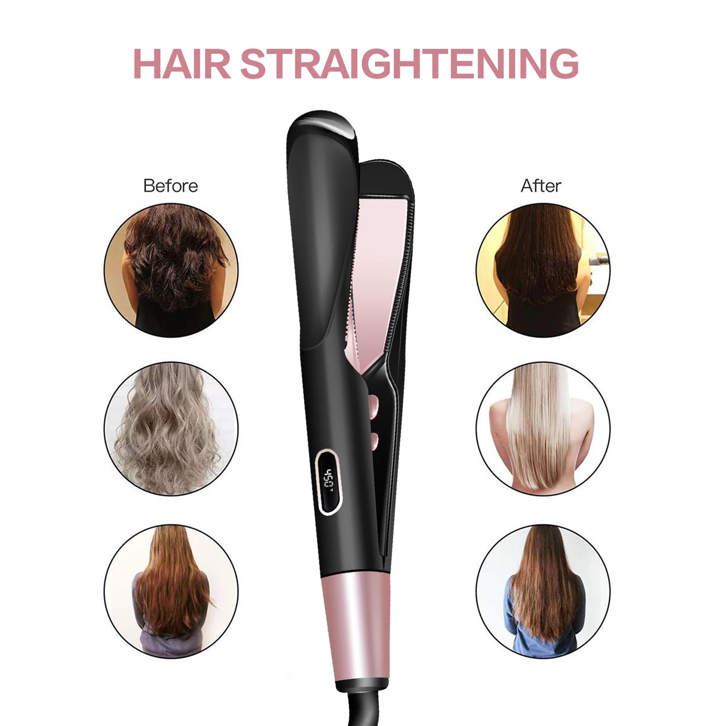 2 In 1 Pro Twist Hair Straightener And Curler Spiral Wave Curling Gold Titanium Flat Iron Straightening Curling Styling Tool