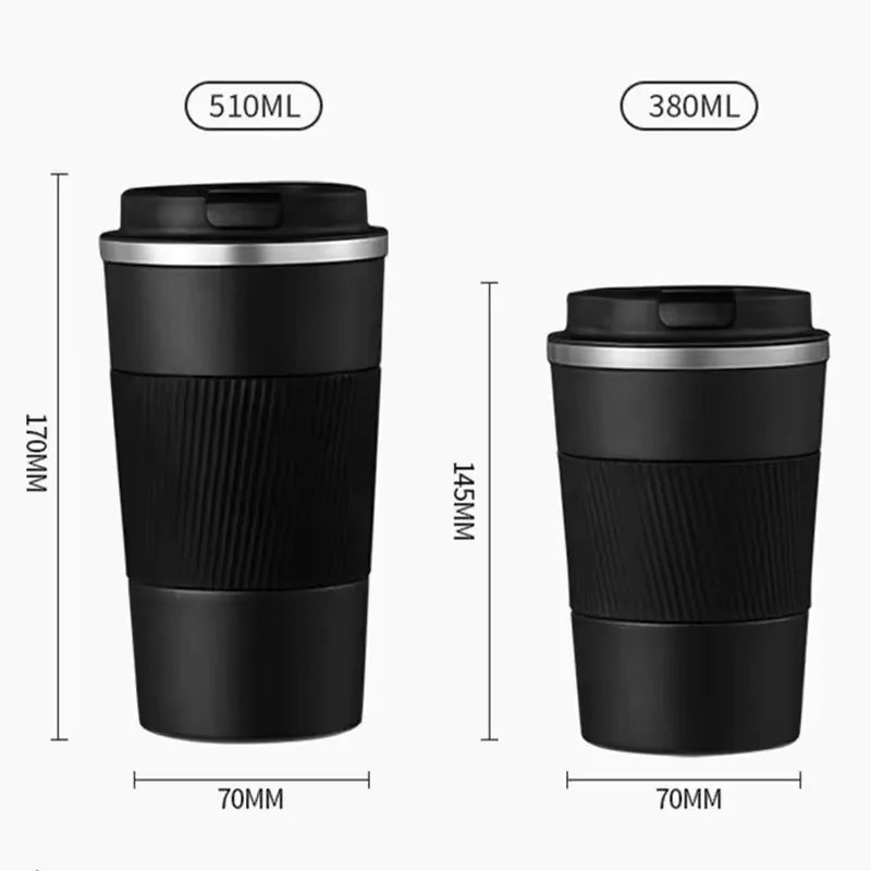 380ml Fashionable Stainless Steel 304 Coffee Thermos Mug Leak-Proof Non-Slip Car Vacuum Flask Travel Thermal Cup Water Bottle