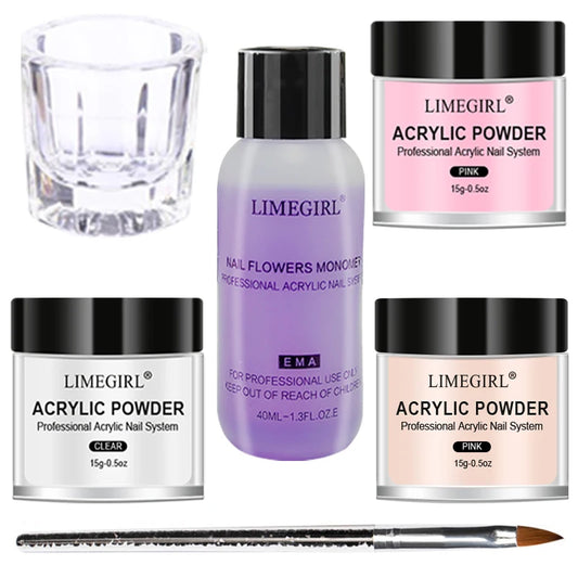 40ml Crystal Liquid With 45ml Acrylic Powder Set Lnclude Pink White Transparent Acrylic Powder Kit Suitable Beginner Nail Kit