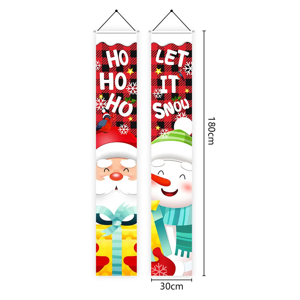 Santa Claus Merry Christmas Decoration Home Door Banner for Home 2024 Cristmas Ornament Navidad Gift 2025 New Year Photo Props