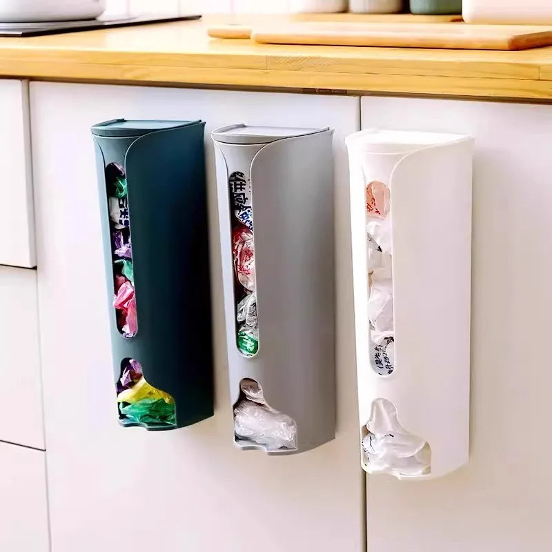 Kitchen Plastic Bag Holder Organizer Wall Hanging Garbage Bag Storage Box Bathroom Trash Bag Bucket Dispenser Kitchen Accessory