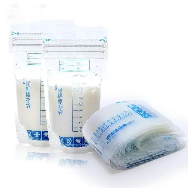 Breastmilk Storage Bag with 250ml Self Standing Baby Food Storage Containers No Leak Milk Freezer Bags Safe Feed BPA Free 30pcs