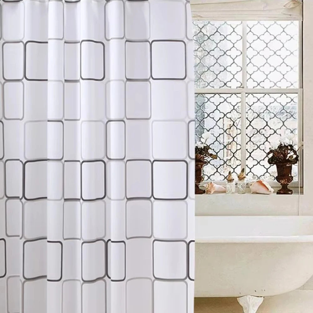 1pc With Pattern Shower Curtain PEVA Waterproof Shower Curtain Bathroom Partition Curtain Bathroom Decoration Accessories