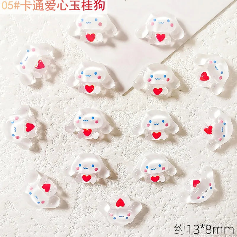 70PCS/50PCS Sanrio Hello Kitty Kawaii Cartoon Kuromi Nail Art Charms Kit 3D Nail Rhinestone Gems for Manicure Nails Art Deco Y2K