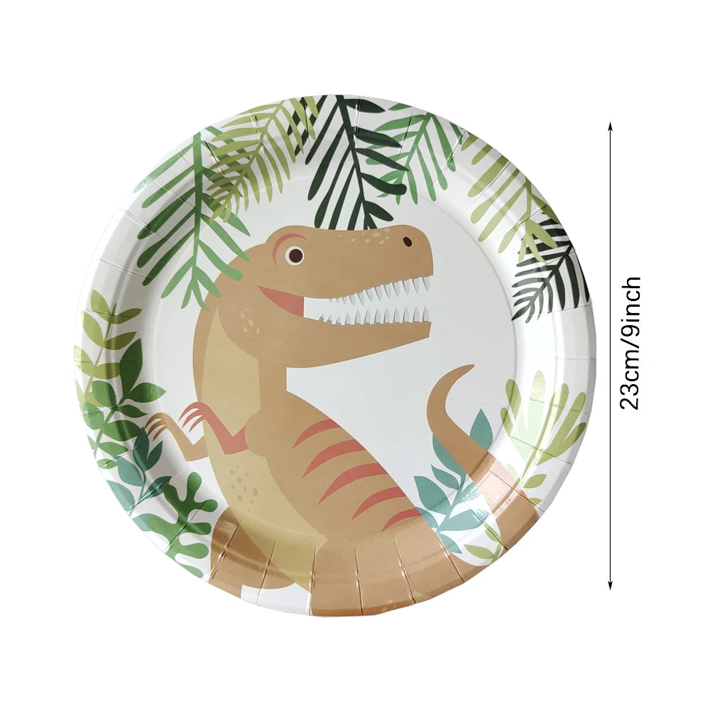 Dinosaur Disposable Tableware Set Dinosaur Theme Birthday Party Decoration Dinosaur Paper Plate Cup Tablecloth Boy Party Supplie