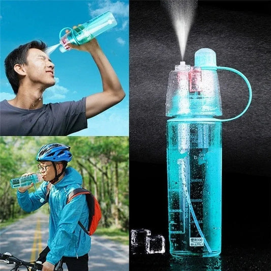 600ml New Creative Spray Water Bottle Portable Atomizing Bottles Outdoor Sports Gym Drinking Drinkware Bottles  Water Gourds