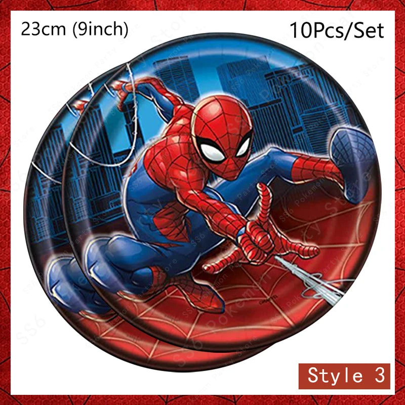 Spiderman Birthday Party Decorations Disposable Tableware Plate Cup Napkins Bags Spidey Party Birthday Decoration Supplies Set