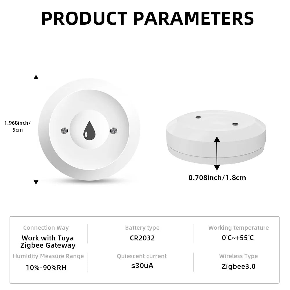 Zigbee Water Sensor Tuya Leak Flood Detector App Remote Monitoring for Kitchen/Bathroom Support Home Assistant