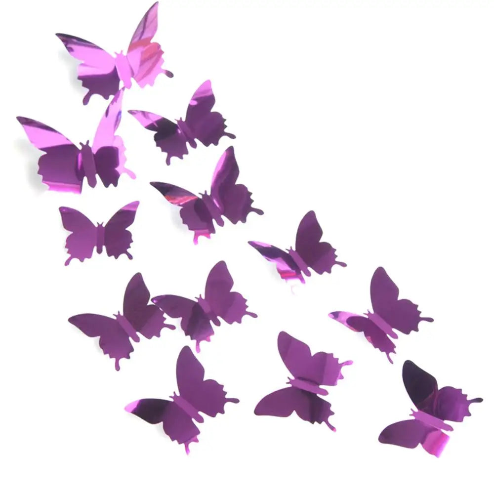 12Pcs/lot 3D Butterfly Mirror Wall Sticker Decal Wall Art Removable Wedding Decoration Kids Room Decoration Sticker