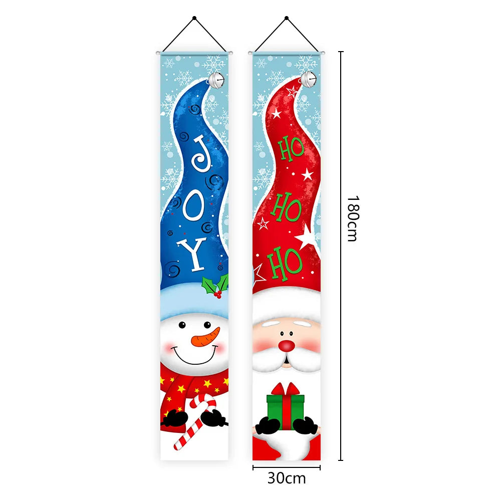 Santa Claus Merry Christmas Decoration Home Door Banner for Home 2024 Cristmas Ornament Navidad Gift 2025 New Year Photo Props