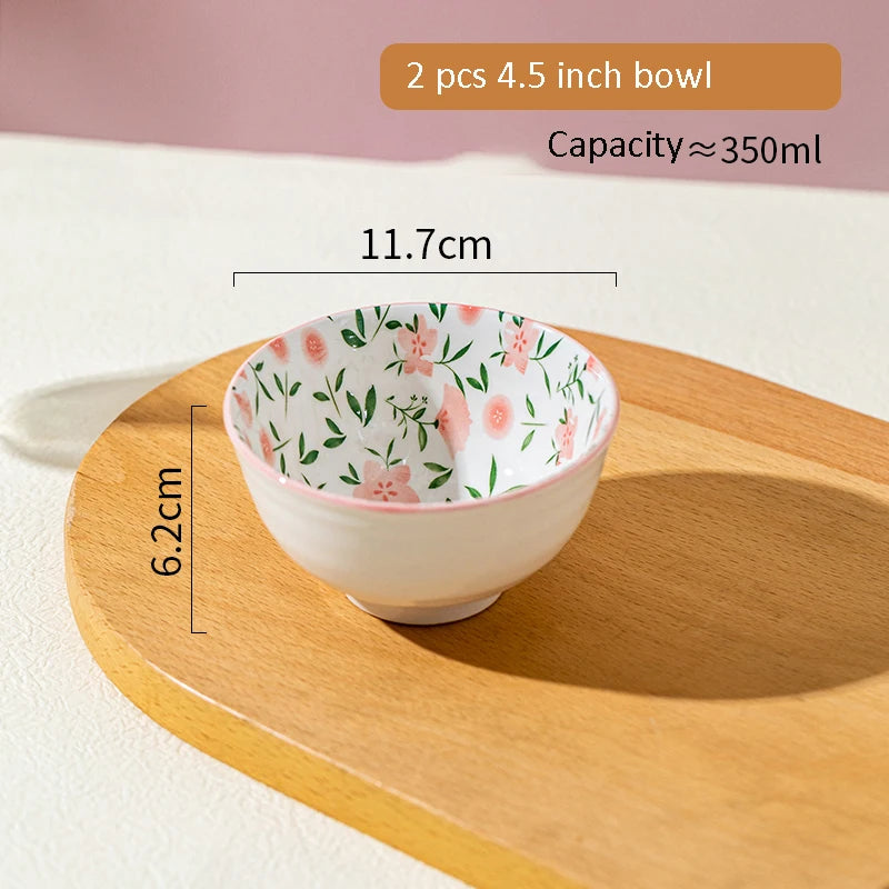 Korean Ceramic Tableware Set Rice Bowl Multi Home Kitchen Exquisite Peach With Lid Binaural Soup Bowl Pink Plate Handle Bowl