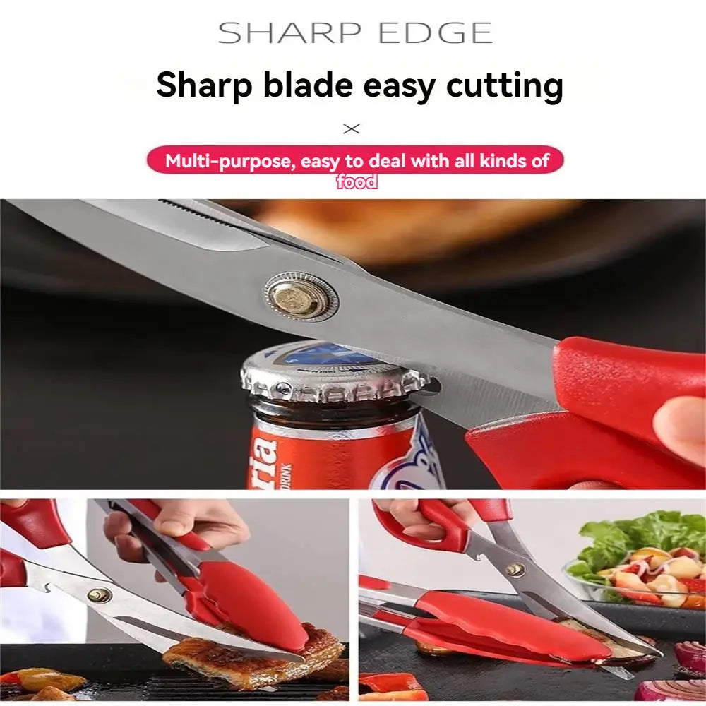 Stainless Steel Barbecue Scissors Clip Set Kitchen Tools Silicone Food Clip Scissors Outdoor Camping Barbecue Set Korean Home Ba