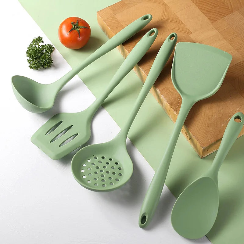 Silicone cooking utensil set Kitchen Utensils Set Cooking Tool Set Kitchenware Set  Skimmer Slotted Turner Slotted spoon Laddle