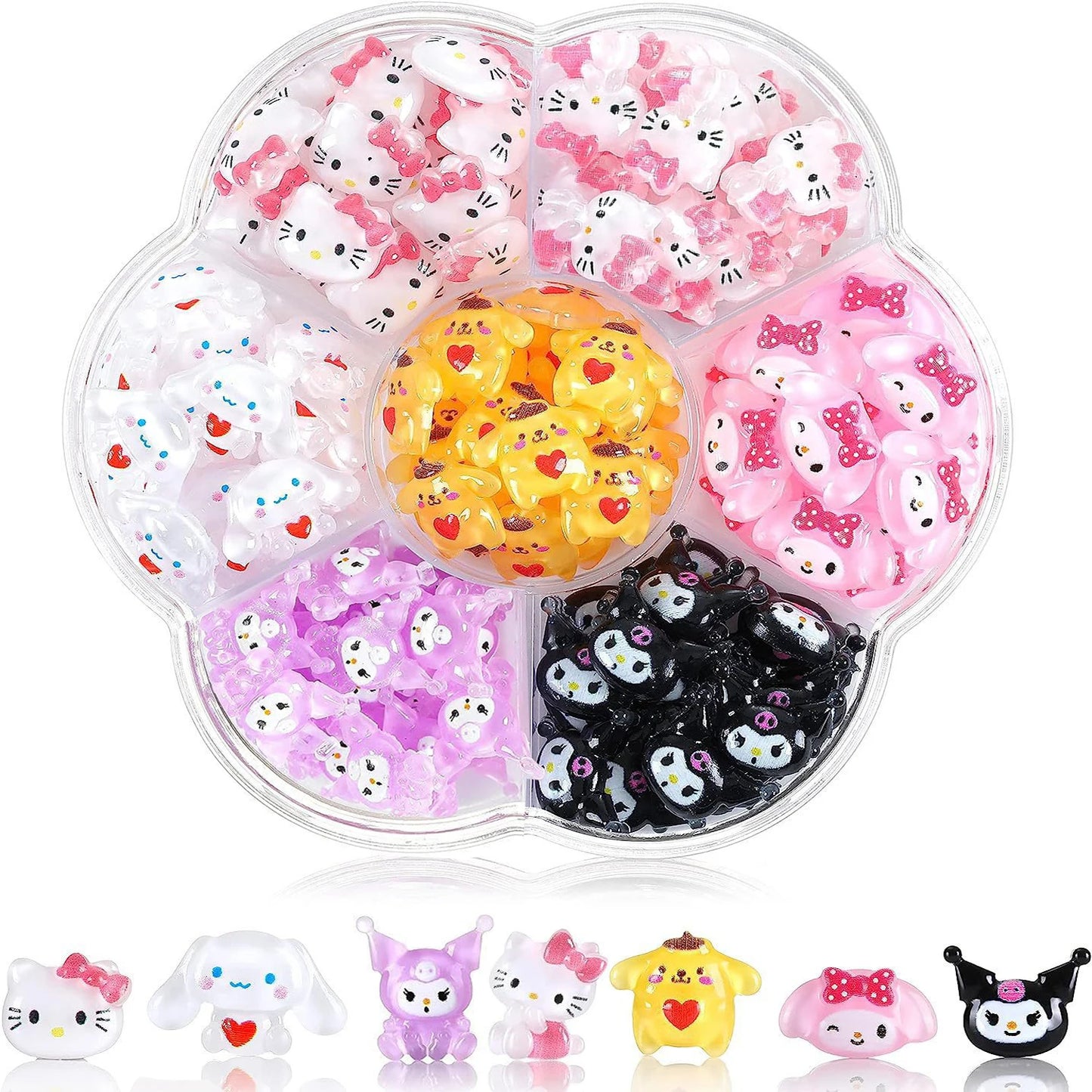 70PCS/50PCS Sanrio Hello Kitty Kawaii Cartoon Kuromi Nail Art Charms Kit 3D Nail Rhinestone Gems for Manicure Nails Art Deco Y2K