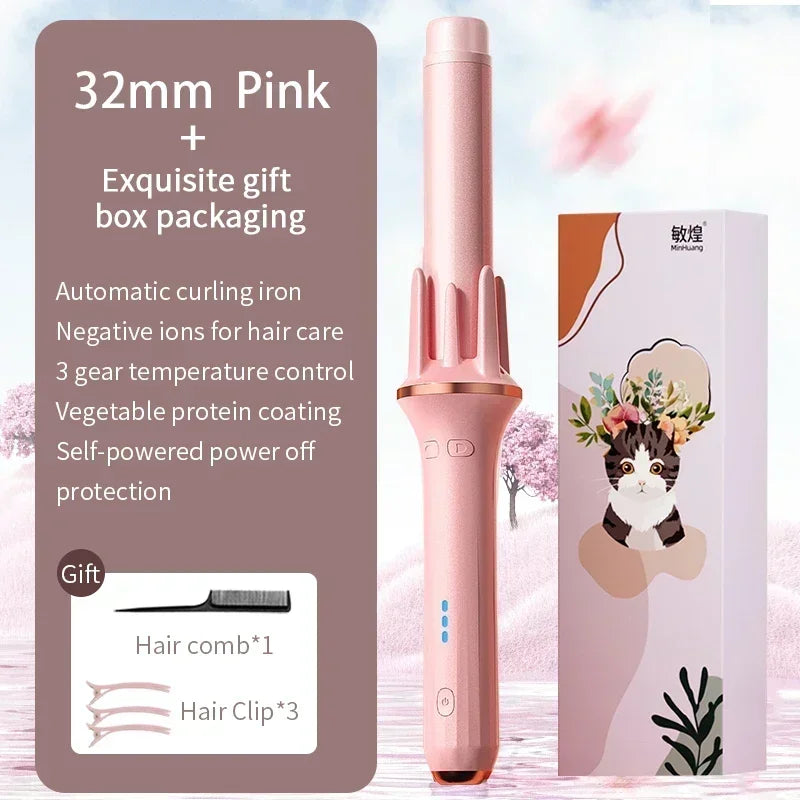 MinHuang 28/32mm Automatic  Hair Curler Large Wave Curling Iron Tongs Temperature Adjustable Anion Fast Heating  Styling Curlers