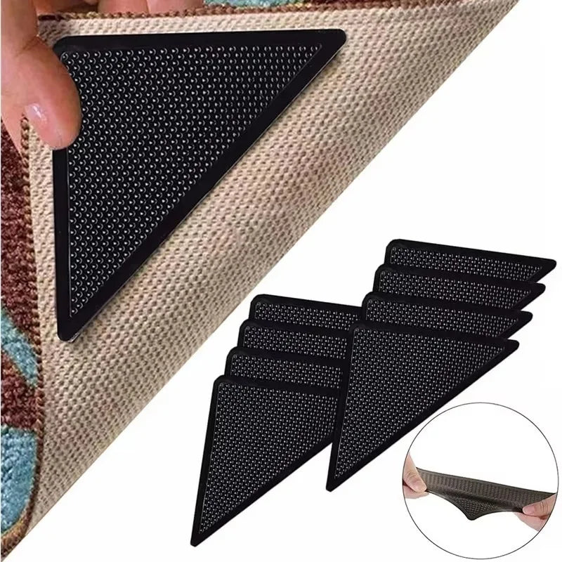 8Pcs Set Triangle Washable Rug Gripper Anti-Slip Reusable Rubber Mat Non Slip Patch Tape For Tile Floors Carpets Corners Pad