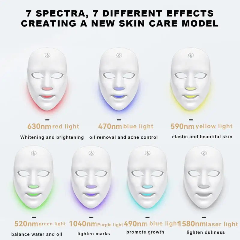 Red Light Face Masque 7 Colors Photon Facial LED Mask Red Light Therapy Anti Aging Face Beauty Mask For Skin Tightening Lifting