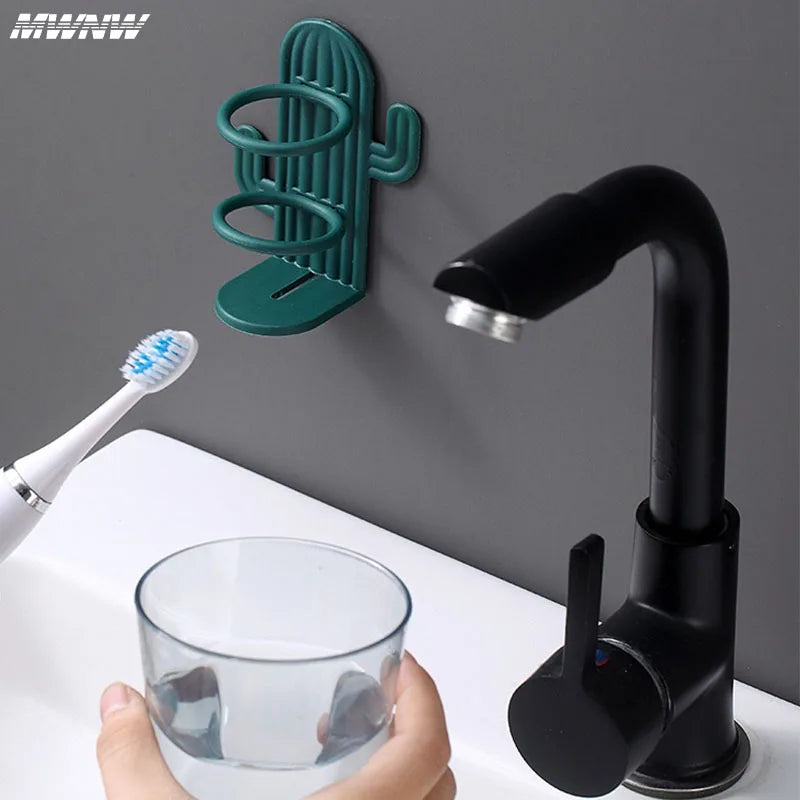 Cactus Wall-Mounted Electric Toothbrush Holder Holder Punch-free Razor Holder Storage Shelf  Organizer Bathroom Accessories 