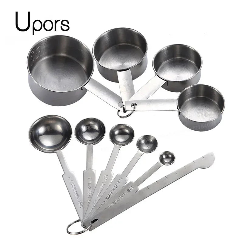 UPORS Measuring Cups Premium Stackable Kitchen Measuring Spoon Set Stainless Steel Measuring Cups and Spoons Set