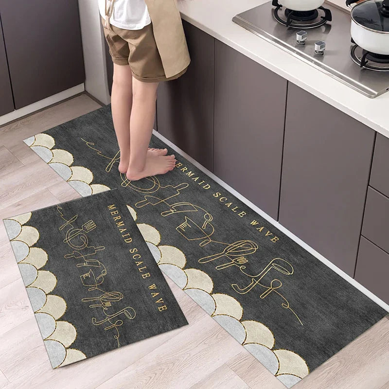 VIKAMA Flatware Theme Kitchen Lightweight Absorbent Carpet Living Room Bedroom Bathroom Washable Footer Rug Foot Mat Home Decor