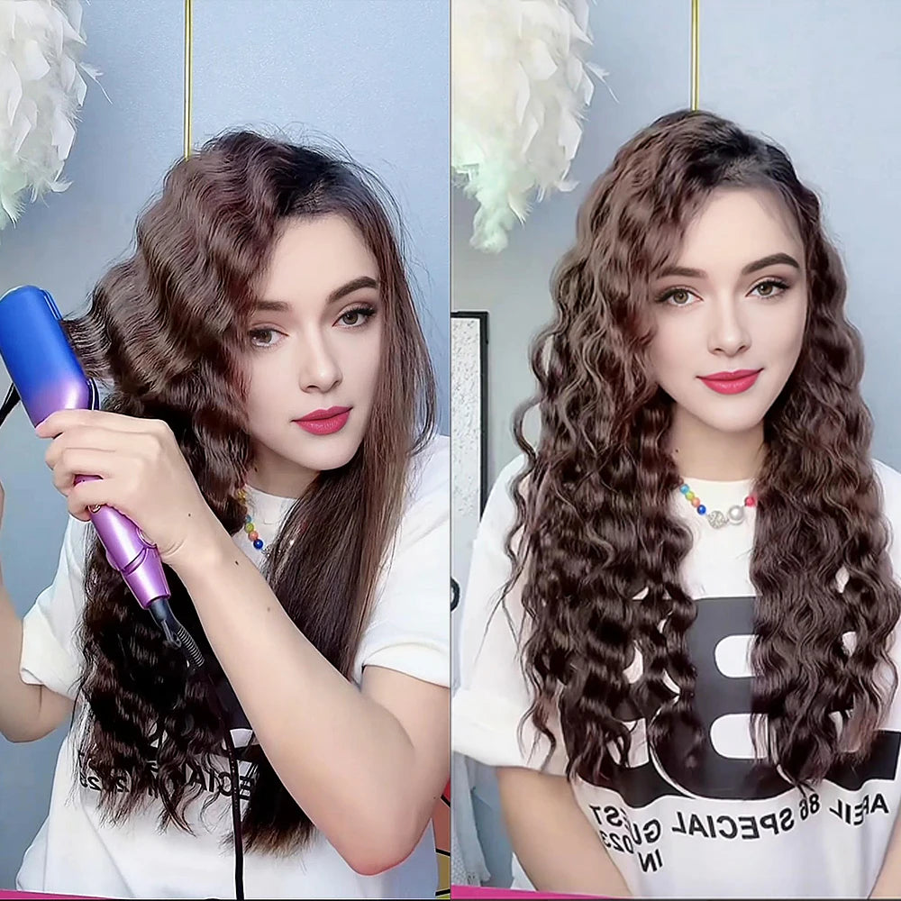 0.6 Inch / 16mm 3 Barrel Hair Waver Beach Waves Curling Iron Ceramic Hair Crimper Wave Curler Tool with 5 Adjustable Temperature