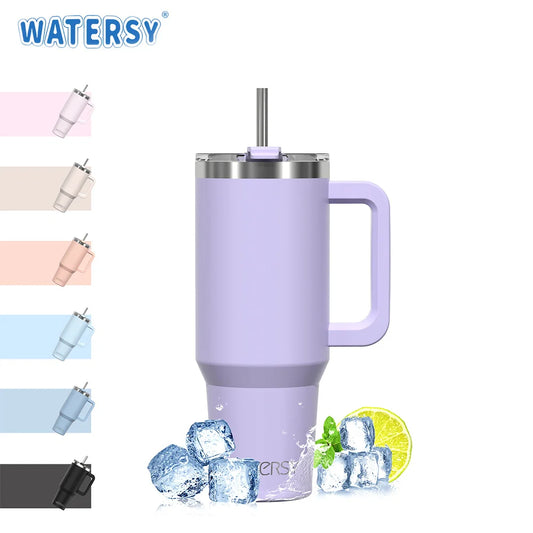 900/1200ml Insulated Tumbler With Handle And Straw Lid 40oz Large Capacity Stainless Steel Water Bottle Office Home Thermal Mug