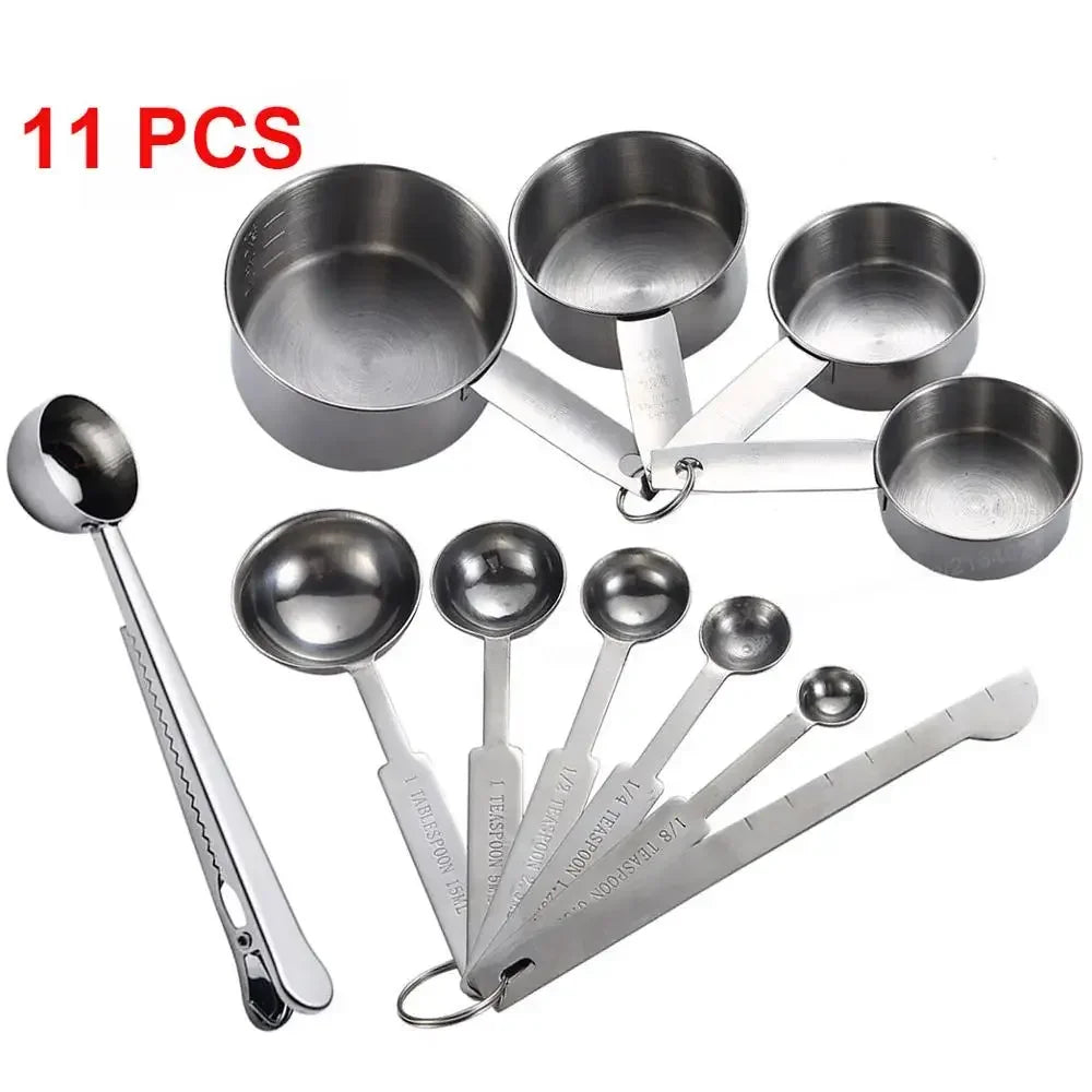 UPORS Measuring Cups Premium Stackable Kitchen Measuring Spoon Set Stainless Steel Measuring Cups and Spoons Set