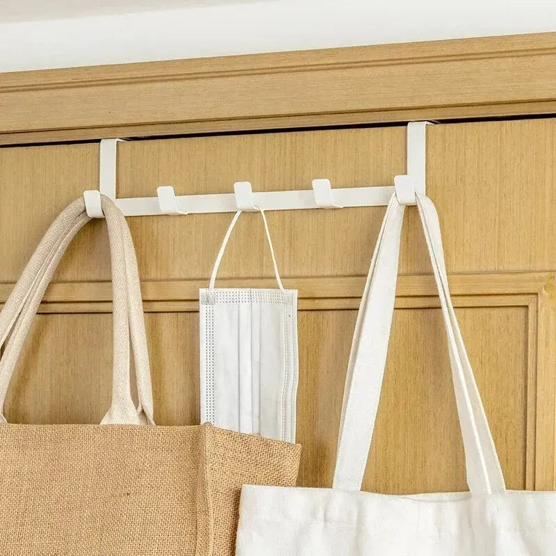 Hooks Over The Door 5 Hooks Home Bathroom Organizer Rack Clothes Coat Hat Towel Hanger Bathroom Kitchen Accessories