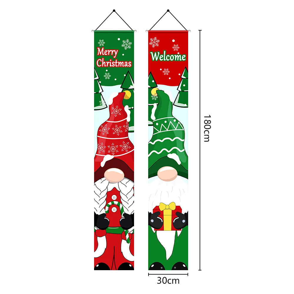 Santa Claus Merry Christmas Decoration Home Door Banner for Home 2024 Cristmas Ornament Navidad Gift 2025 New Year Photo Props