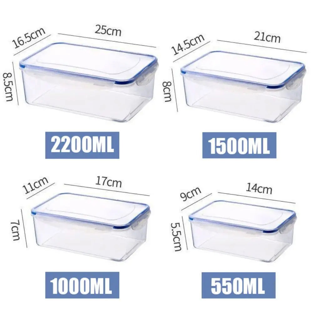 Sealed Rectangular Refrigerator Storage Box with Lid Plastic Trasparent Crisper Food Containers Stackable Microw