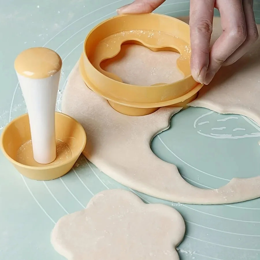 Pastry Dough Tamper Set Flower Shaped Cutter Cake Mold Creative Cake Cup Presser Biscuit Mold Pie Tamper Kitchen DIY Baking Tool