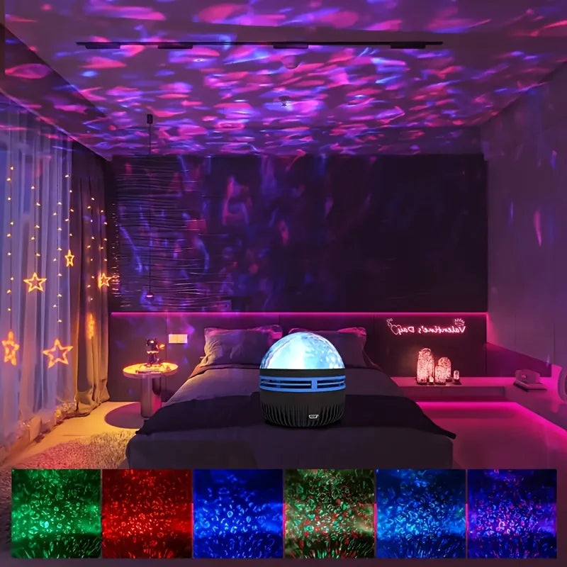 LED Starry Galaxy Projector Light RGB Smart Remote Control Star Aurora Lamp KTV USB Powered Auto Rotating for Home Bedroom Decor