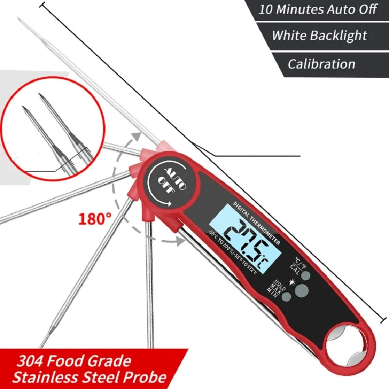 Digital Kitchen Food Digital Thermometer For Meat Water Milk Cooking Grilling Outdoor BBQ Waterproof Instant Read