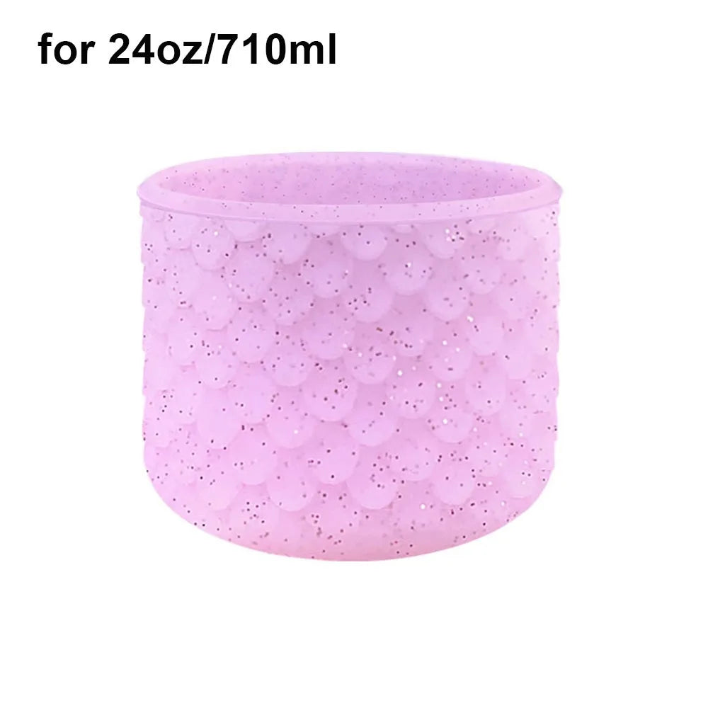 1Pcs New Anti-Slip Silicone Boot Fish Scale Pattern Colorful Bottle Bottom Base Protective Cup Sleeve for Owala 24oz 32oz 40oz