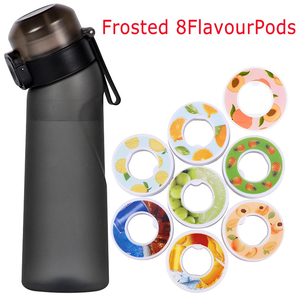 Flavored Water Bottle 650ml Sports Alr Up Drinking Bottle 8 Fruit Fragrance Pods Water Cup for Outdoor Camping Fitness Fashion