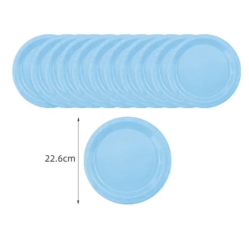 Solid Light Blue Theme Birthday Super Girls Decorations Party Disposable Tableware Paper Napkins Cups Plates Tablecloths Straws