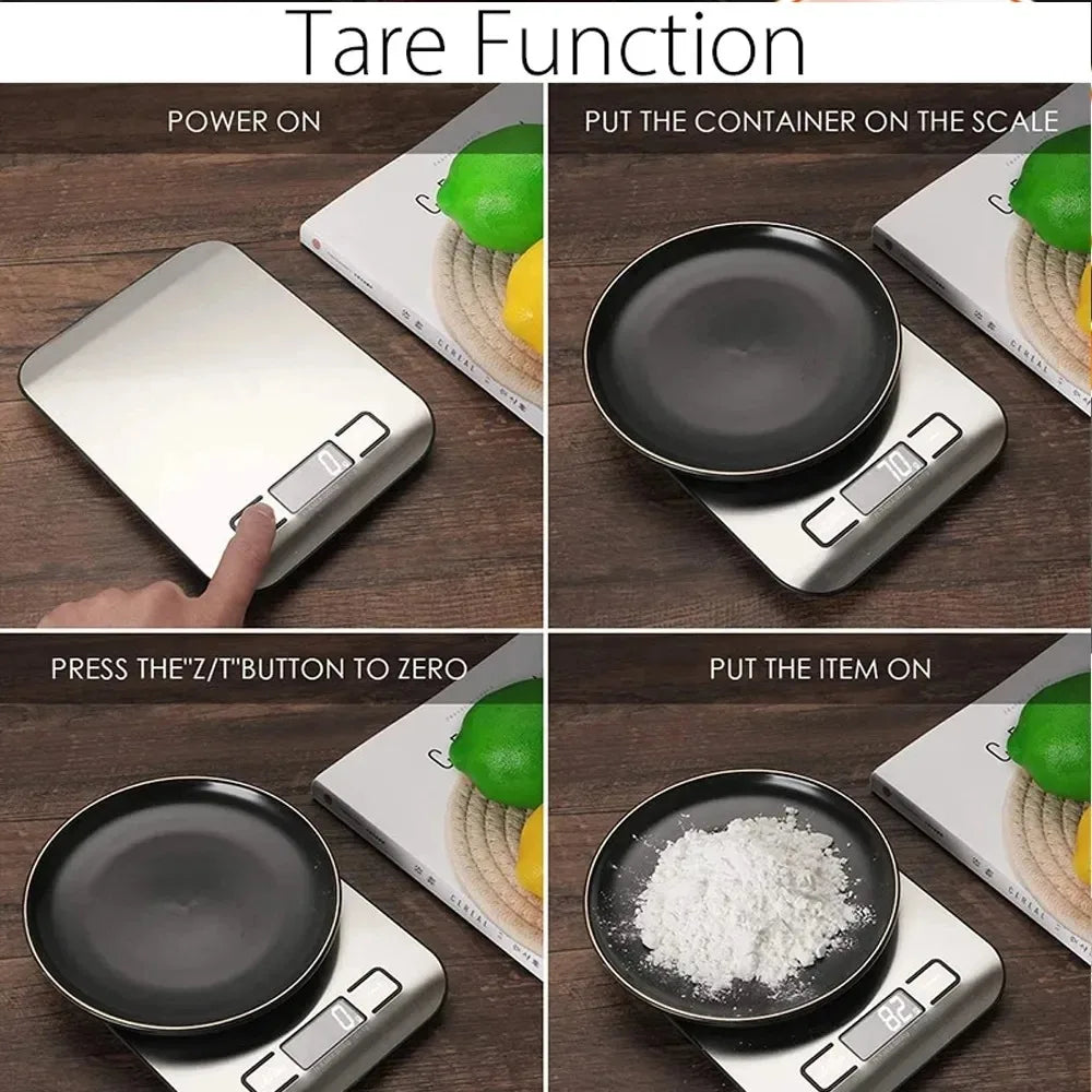 Digital Kitchen Scales 10kg/1g Stainless Steel LCD Electronic Food Diet Postal Balance Measure Tools Weight Libra